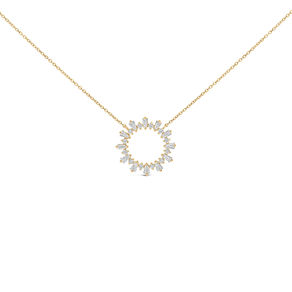 14K Yellow Gold Plated Sterling Silver 3/4 Cttw Diamond Starburst Pendant Necklace