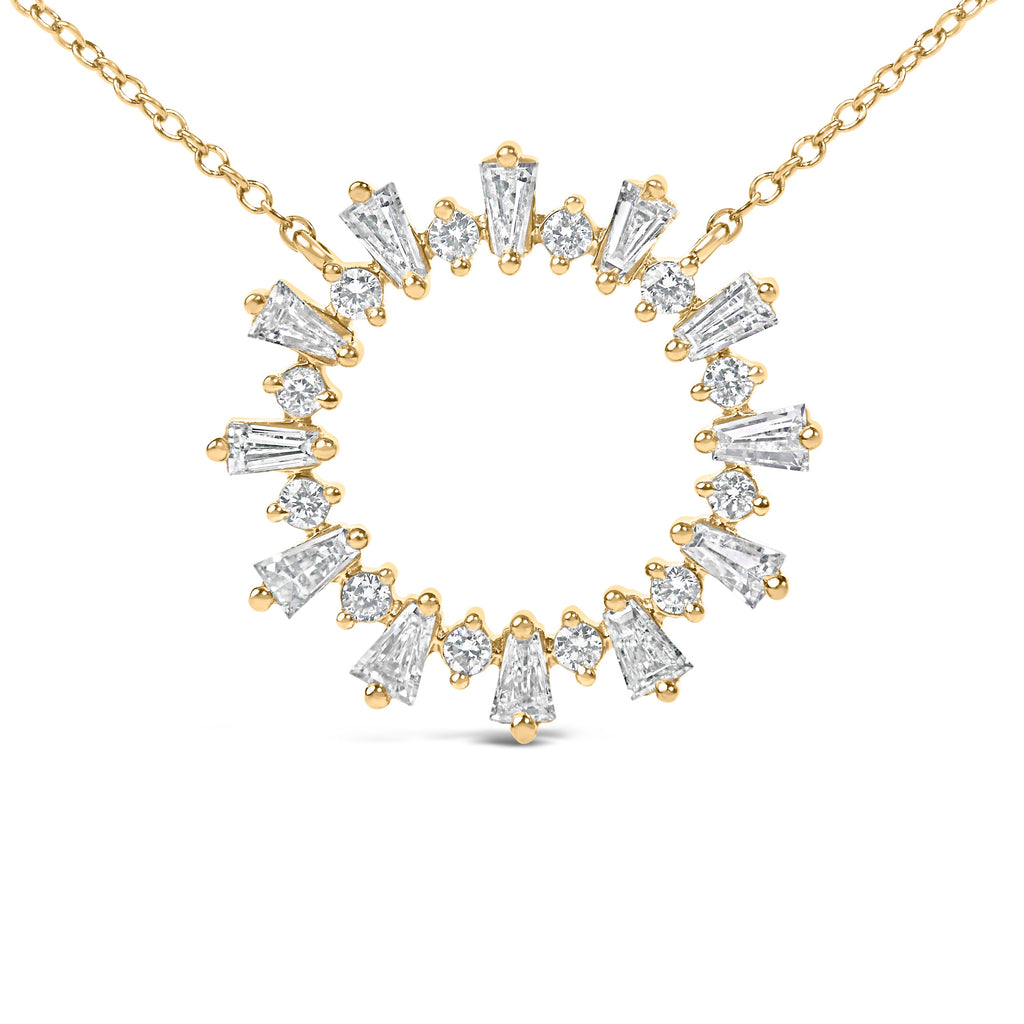 14K Yellow Gold Plated Sterling Silver 3/4 Cttw Diamond Starburst Pendant Necklace
