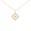 14K Yellow Gold Plated Sterling Silver 3/4 Cttw Diamond Compass Medallion Pendant Necklace