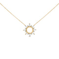 14K Yellow Gold Plated Sterling Silver 5/8 Cttw Diamond Open Starburst Pendant Necklace