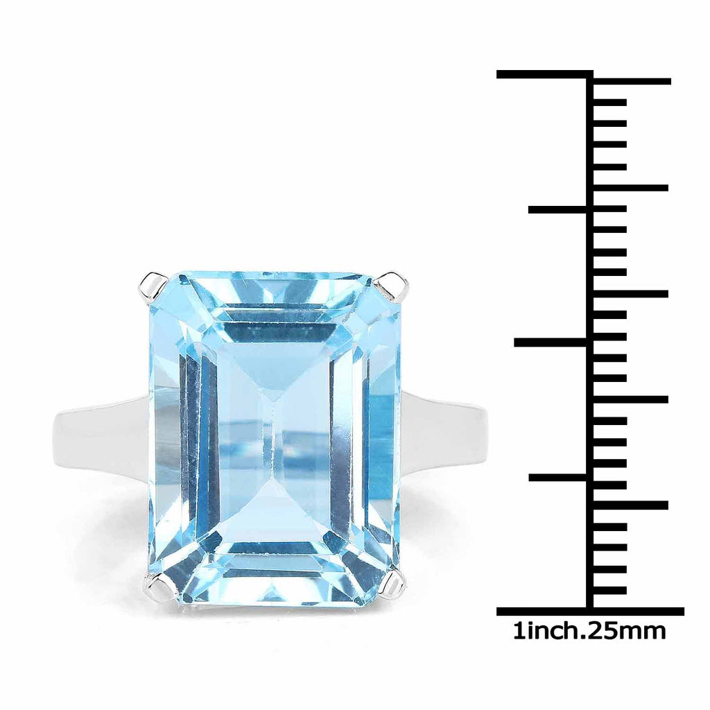 15.53 Carat Genuine Blue Topaz .925 Sterling Silver Ring