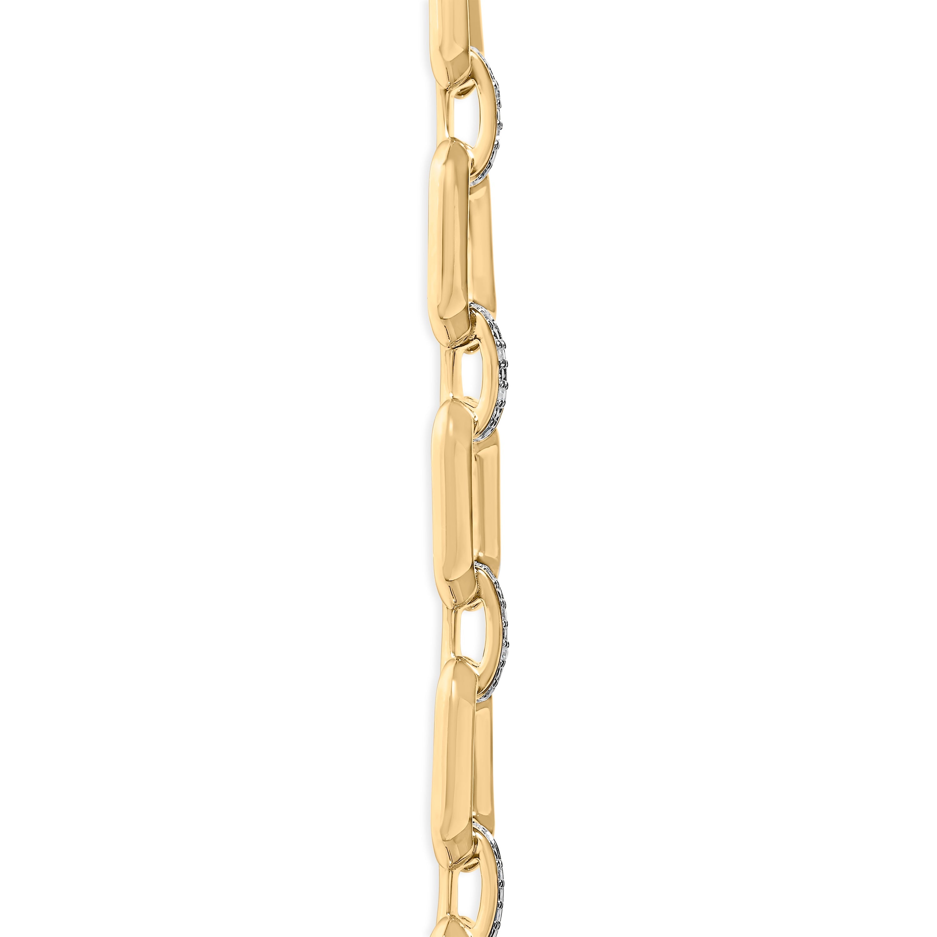 Gold Vermeil .925 Sterling Silver 1/4 Cttw Diamond Bold Octagonal Link Necklace
