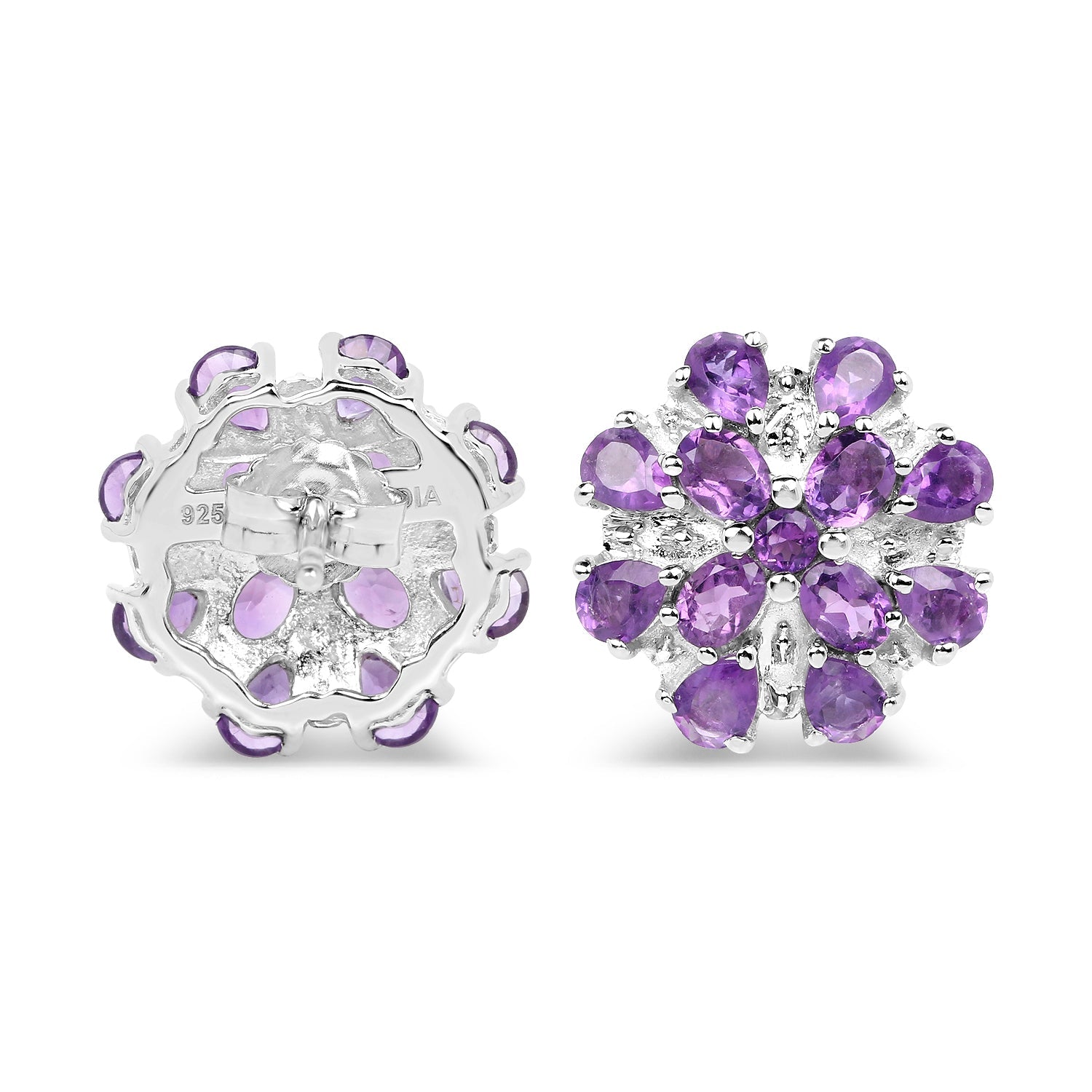 3.80 Carat Genuine Amethyst .925 Sterling Silver Earrings