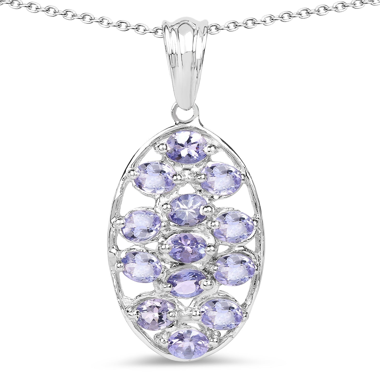 2.21 Carat Genuine Tanzanite .925 Sterling Silver Pendant