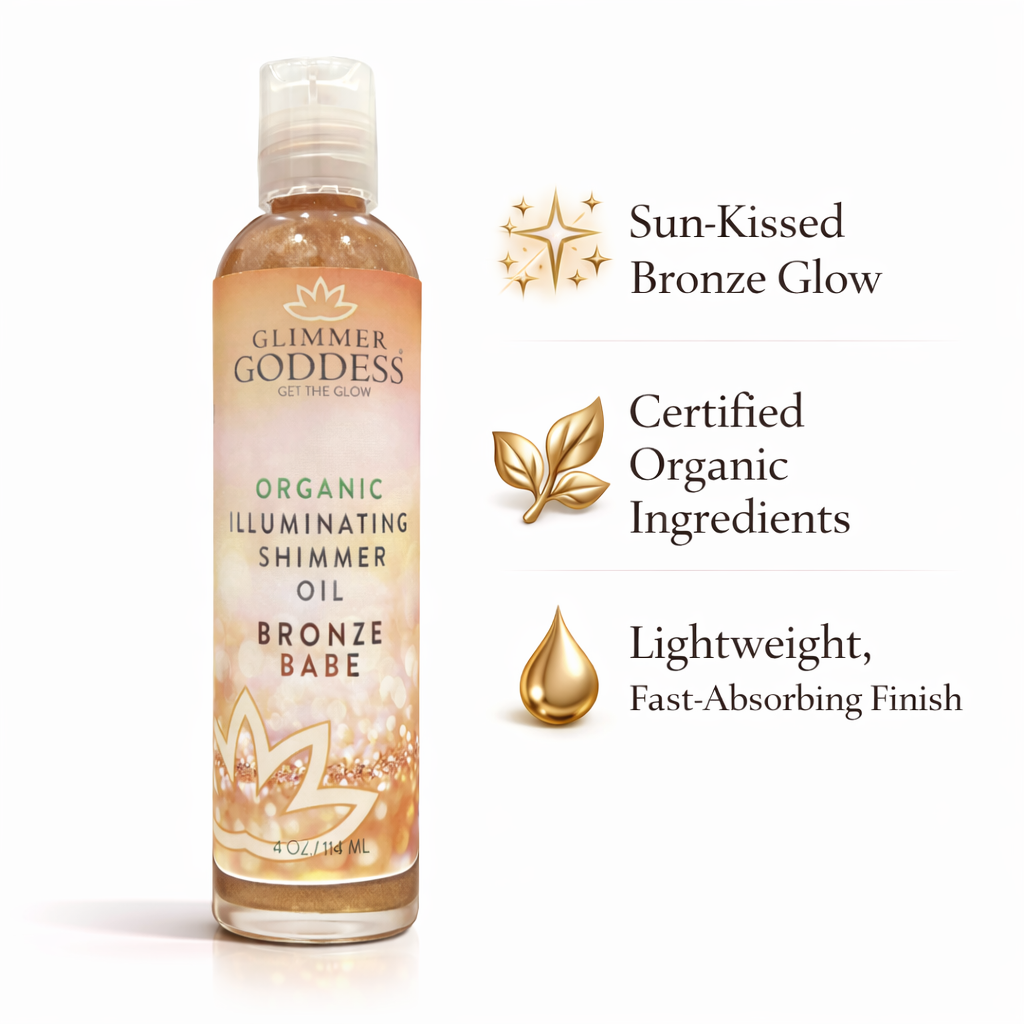 Organic Shimmer Oil – Illuminating Body Oil in 5 Shades for Radiant Glow & Deep Hydration