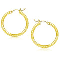 10k Yellow Gold Diamond Cut Hoop Earrings (25mm)