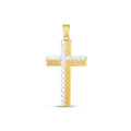 14k Two Tone Gold High Polish Diamond Cut Cross Pendant