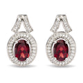 .925 Sterling Silver Garnet and 1/5 Cttw Diamond Drop Earring