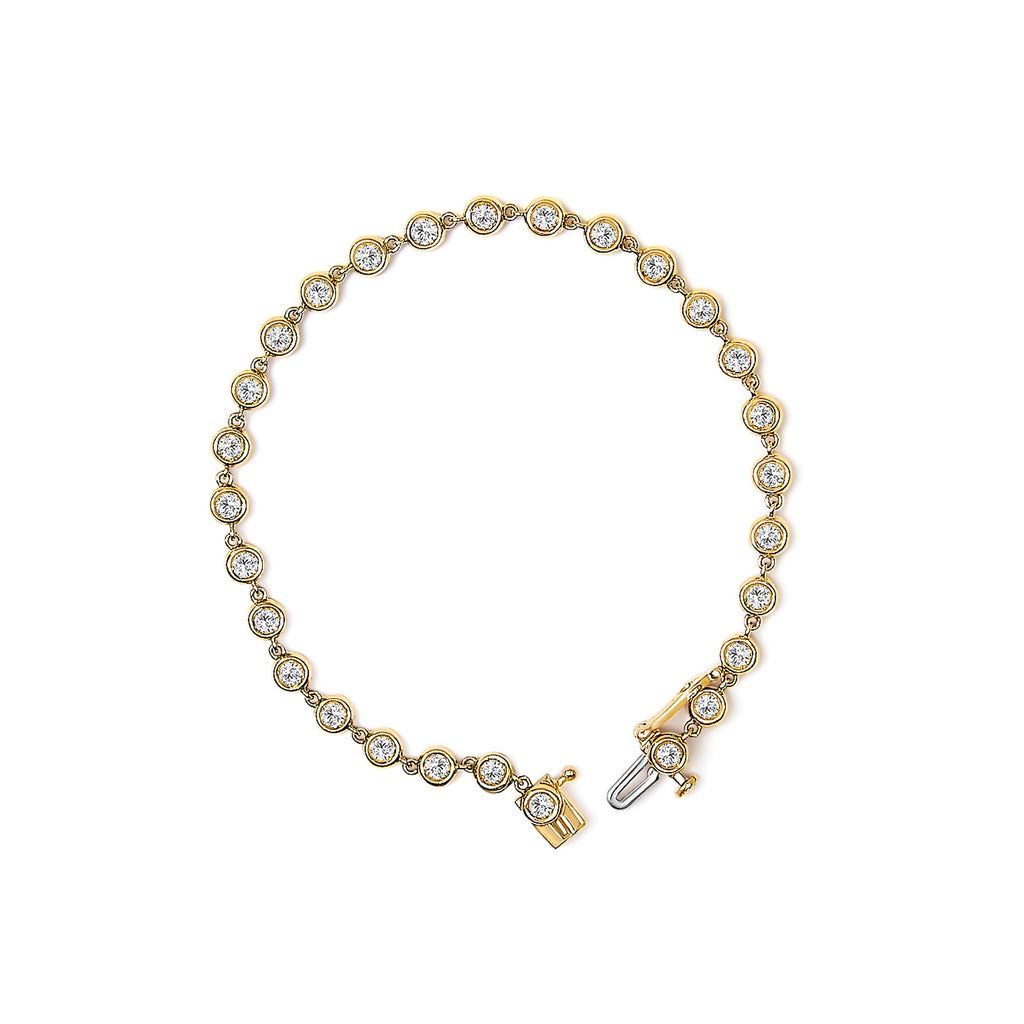 10K Yellow Gold 1 1/2 Cttw Lab Grown Diamond Bezel Link Bracelet