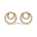 14K Yellow Gold 3/8 Cttw Diamond Double Circle Stud Earrings