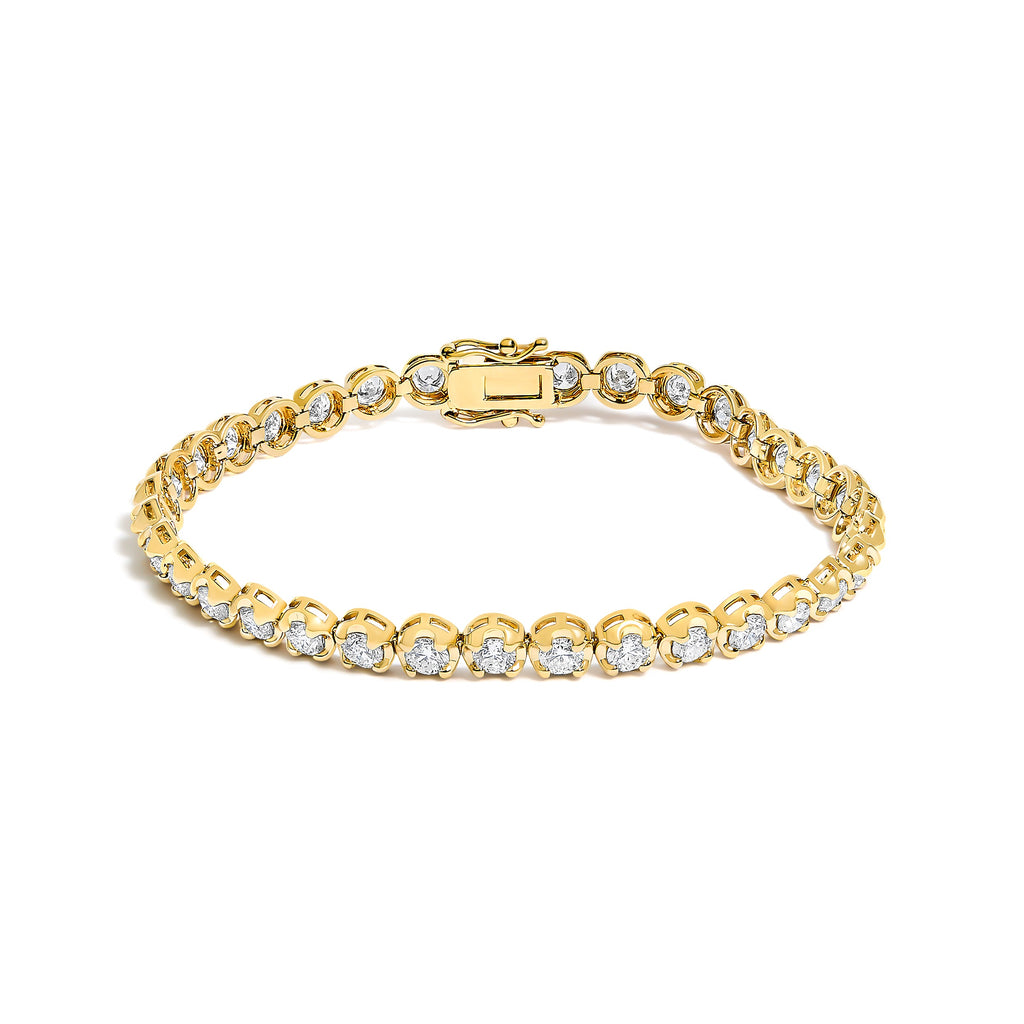 14K Yellow Gold 5.0 Cttw Diamond Scalloped Link Tennis Bracelet