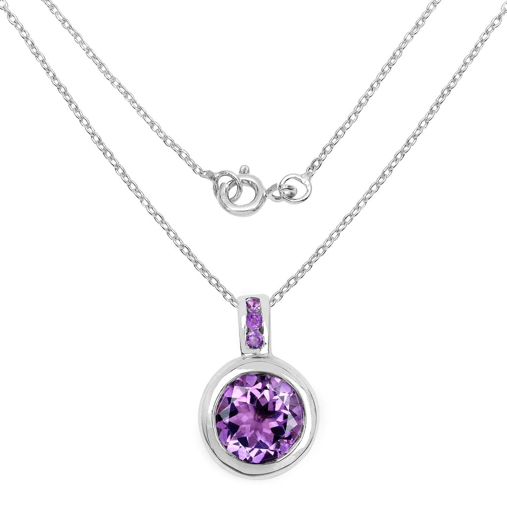 4.09 Carat Genuine Amethyst .925 Sterling Silver Pendant