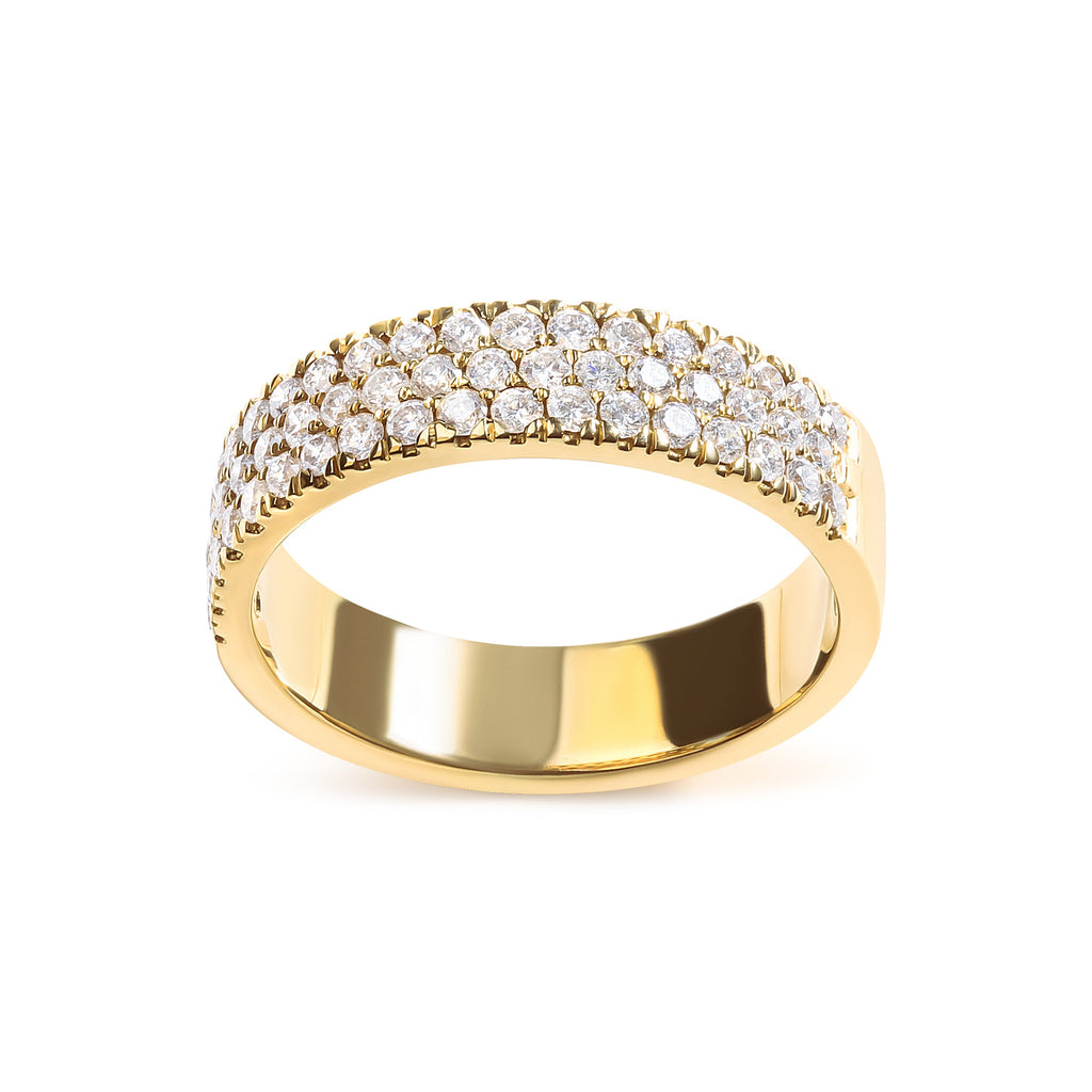 14K Yellow Gold Pave Set 3/4 cttw Multi Row Diamond Band Ring  (H-I Color, SI2-I1 Clarity) - Size 7