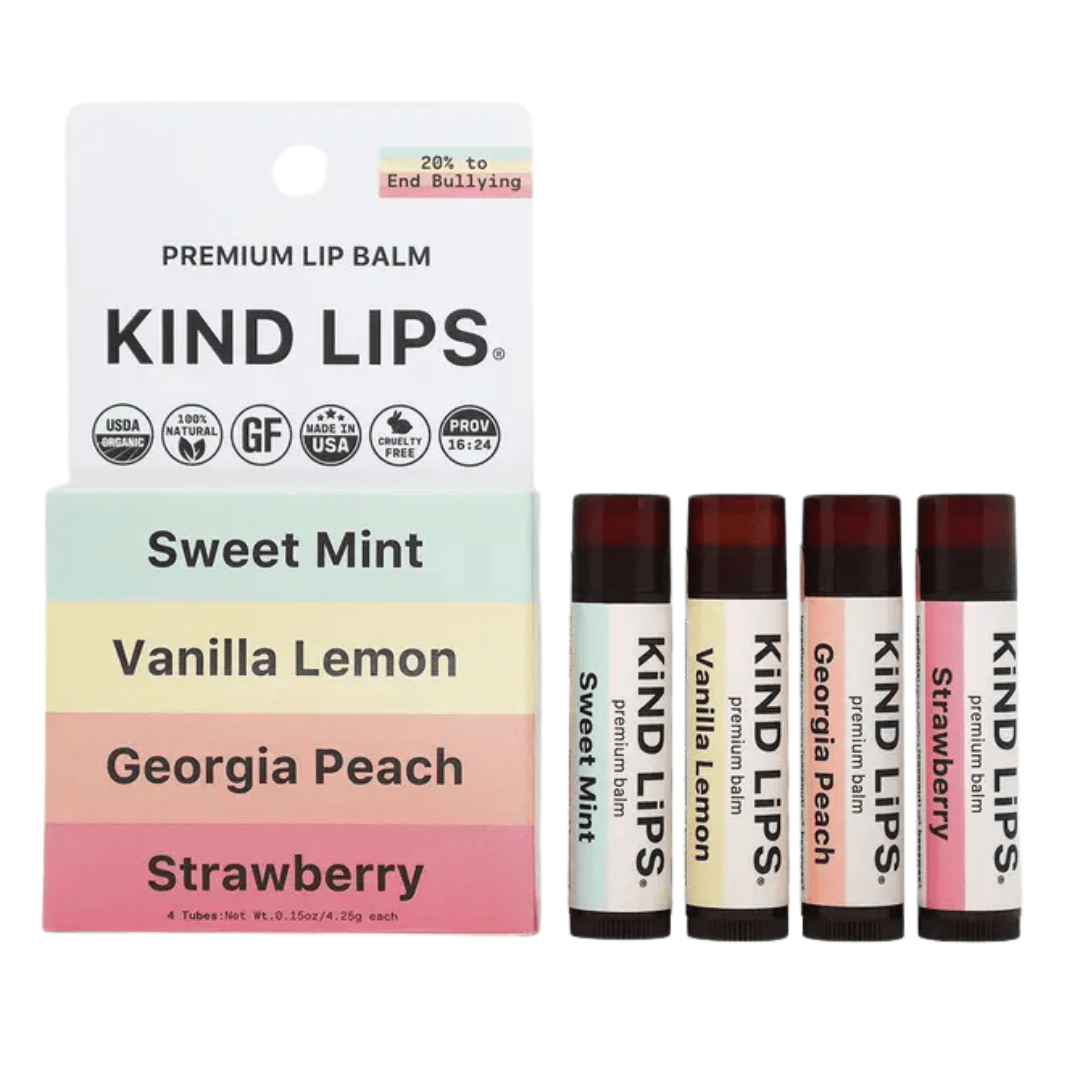 All-Natural Lip Balm 4-Pack Variety - Organic & Moisturizing