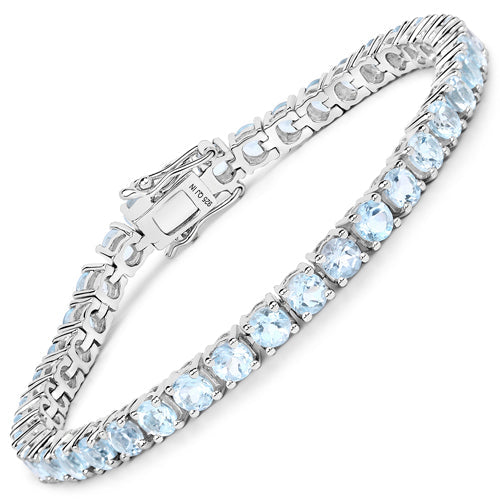 12.48 Carat Genuine Blue Topaz .925 Sterling Silver Bracelet