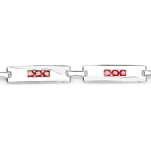 2.52 Carat Genuine Orange Sapphire .925 Sterling Silver Bracelet