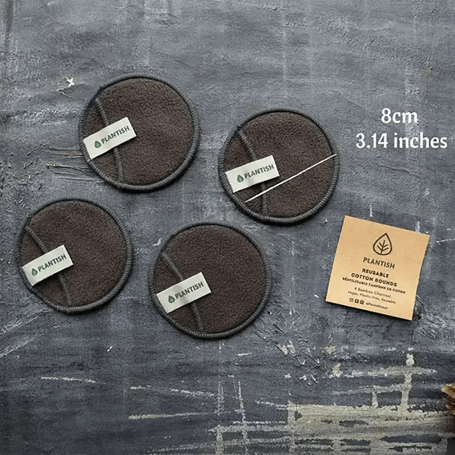 Bamboo Charcoal Cotton Rounds with Wash Bag | Reusable Makeup Pads