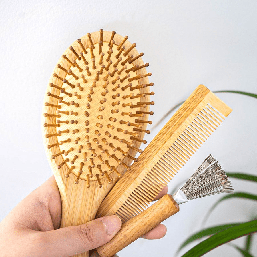 Bamboo Hair Brush Set | Travel & Paddle Combo