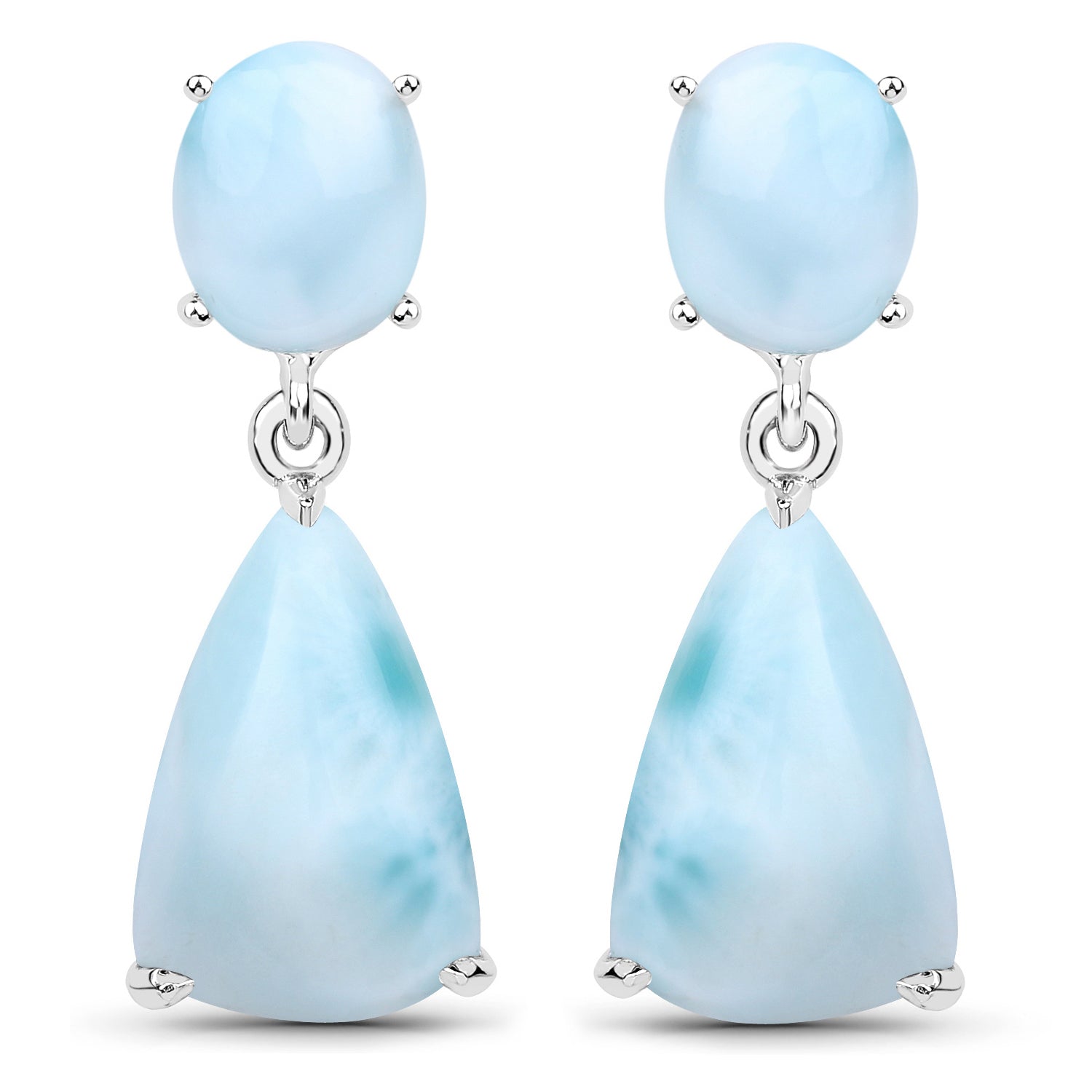 11.54 Carat Genuine Larimar .925 Sterling Silver Earrings