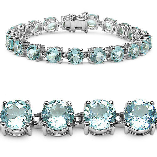 31.08 Carat Genuine Blue Topaz .925 Sterling Silver Bracelet