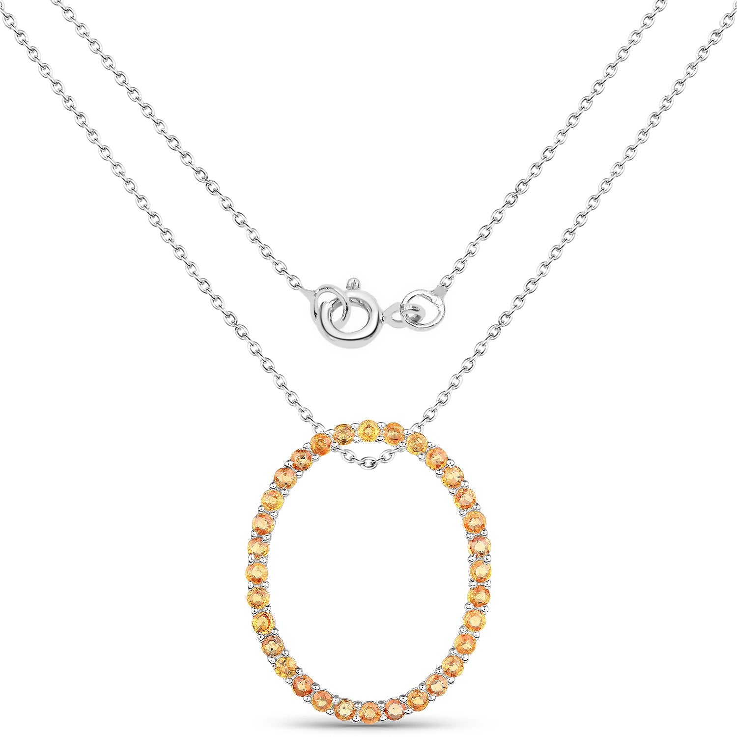 2.88 Carat Genuine Orange Sapphire .925 Sterling Silver Pendant