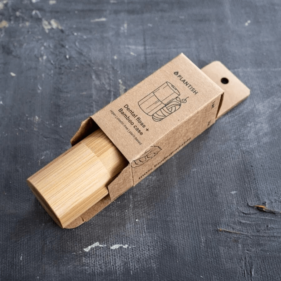 Cornstarch Dental Floss with Refillable Bamboo Case - 30m Zero-Waste Oral Care