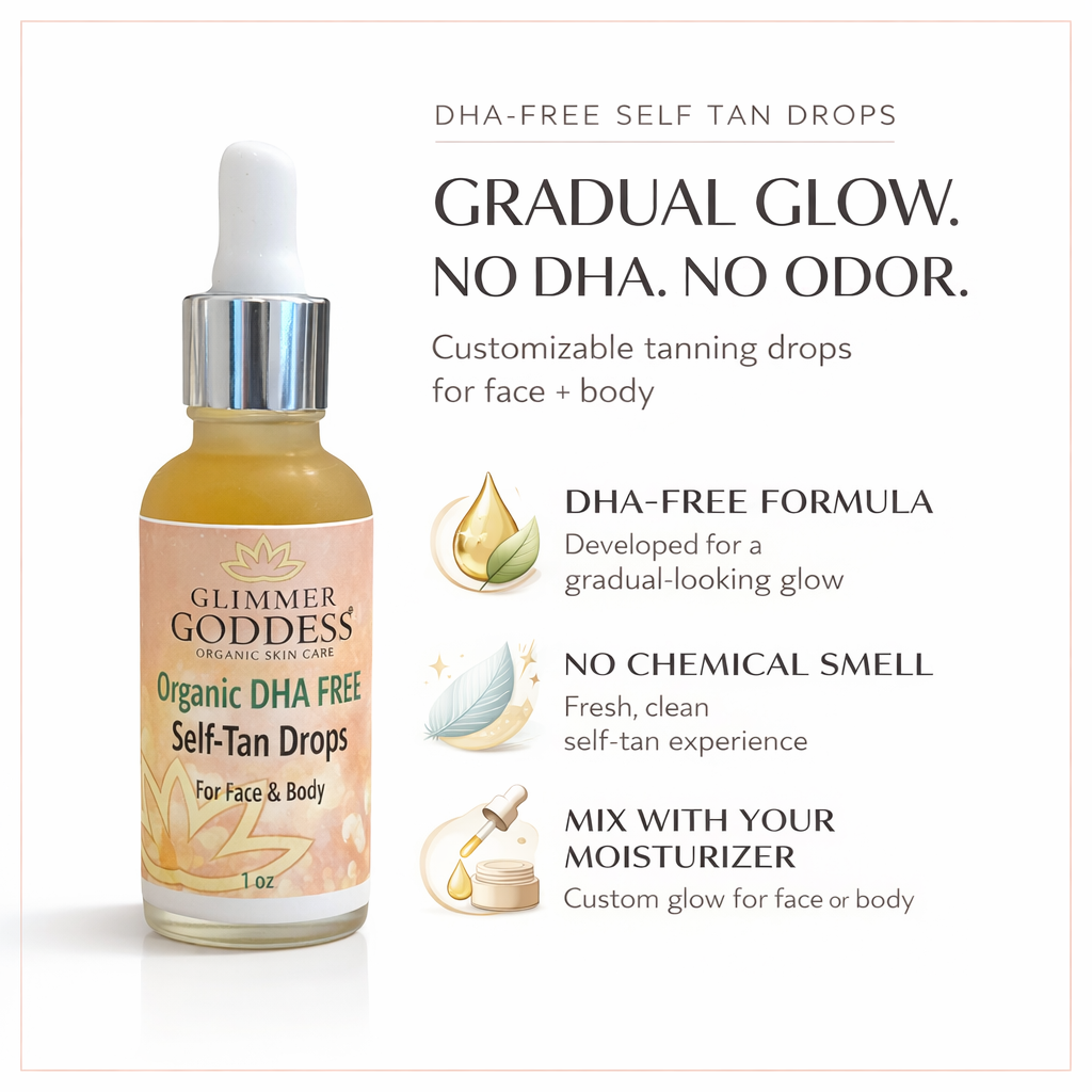Organic DHA-Free Tanning Drops – Gradual Glow with No Chemical Smell