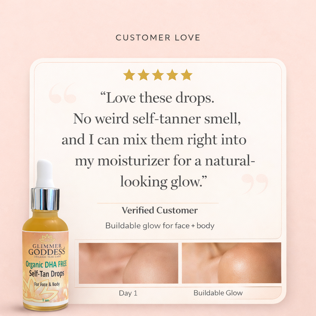 Organic DHA-Free Tanning Drops – Gradual Glow with No Chemical Smell
