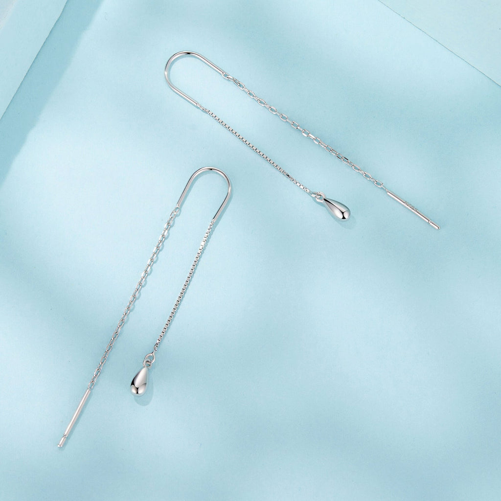 925 Sterling Silver Plated White Gold Water Droplet Earrings for Women
