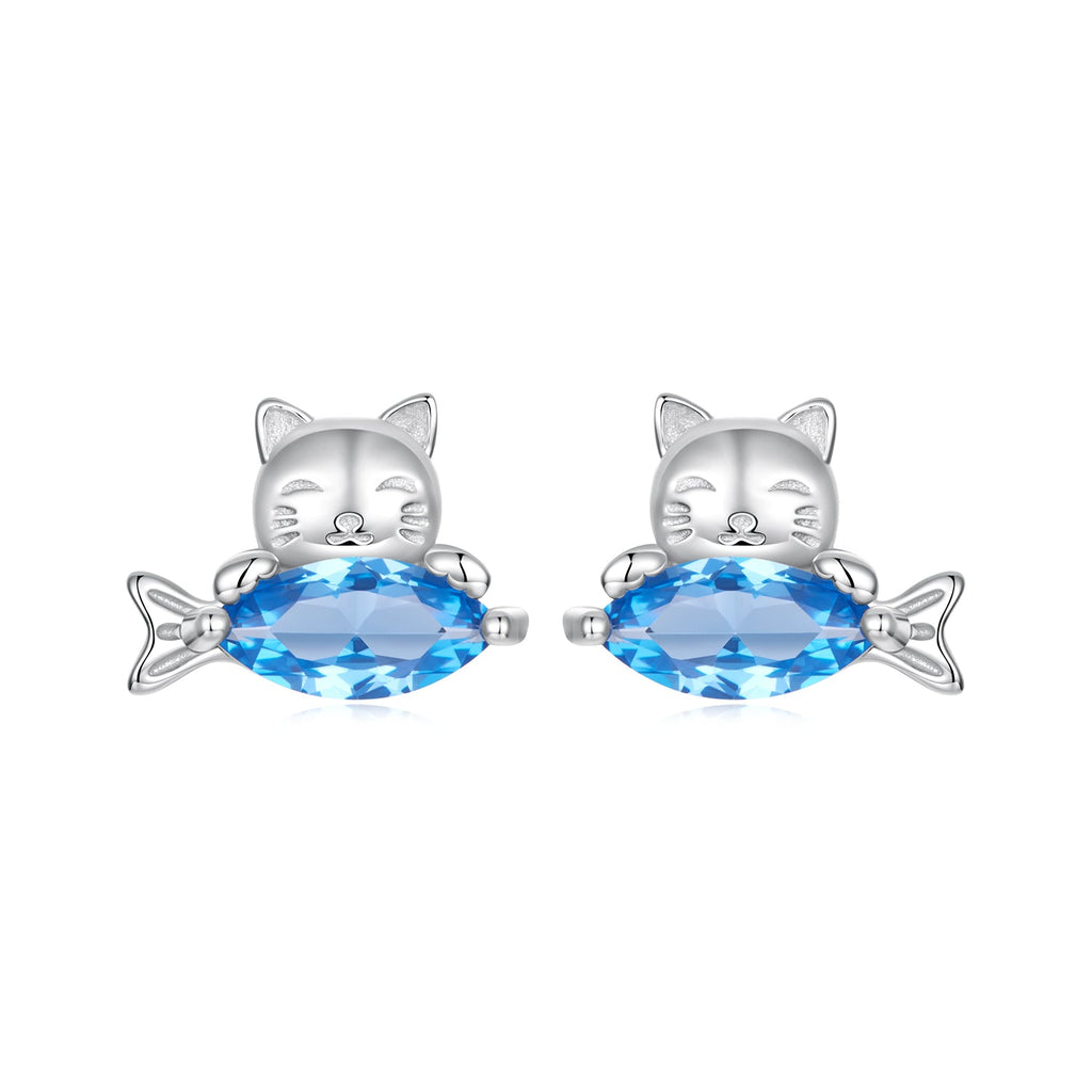 925 Sterling Silver 0.8cm White Gold Plated CZ Earrings for Women