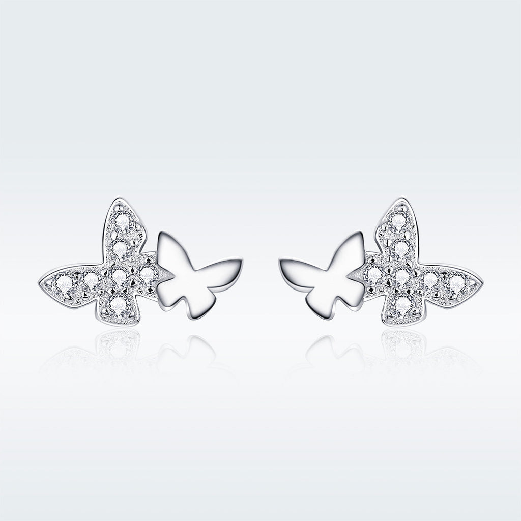 925 Sterling Silver Earrings with Pavé Setting CZ - 0.6*0.9cm