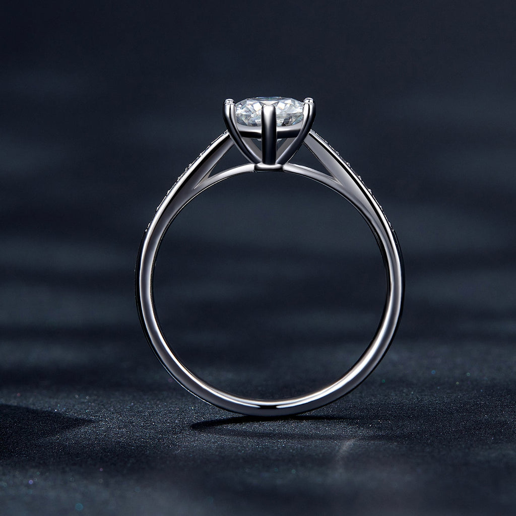 925 Sterling Silver Moissanite & CZ Ring Size 6 for Women