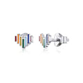 925 Sterling Silver Plated Platinum Earrings 0.5x0.6cm