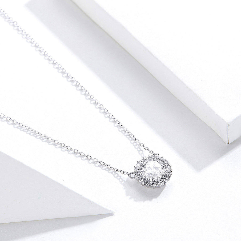 925 Sterling Silver Plated Platinum 49cm Pavé Setting CZ Necklace for Women