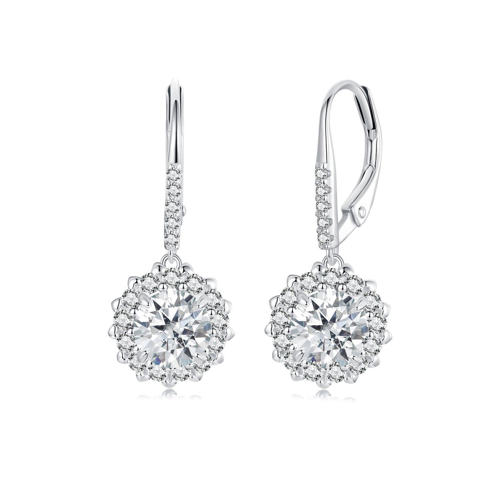 925 Sterling Silver Moissanite 1ct Earrings 26x11mm Pavé White Gold for Women