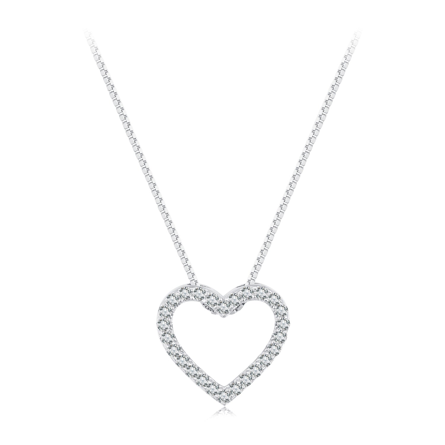 S925 Sterling Silver Necklace with Moissanite, 400mm + 50mm, Platinum Plated, Women