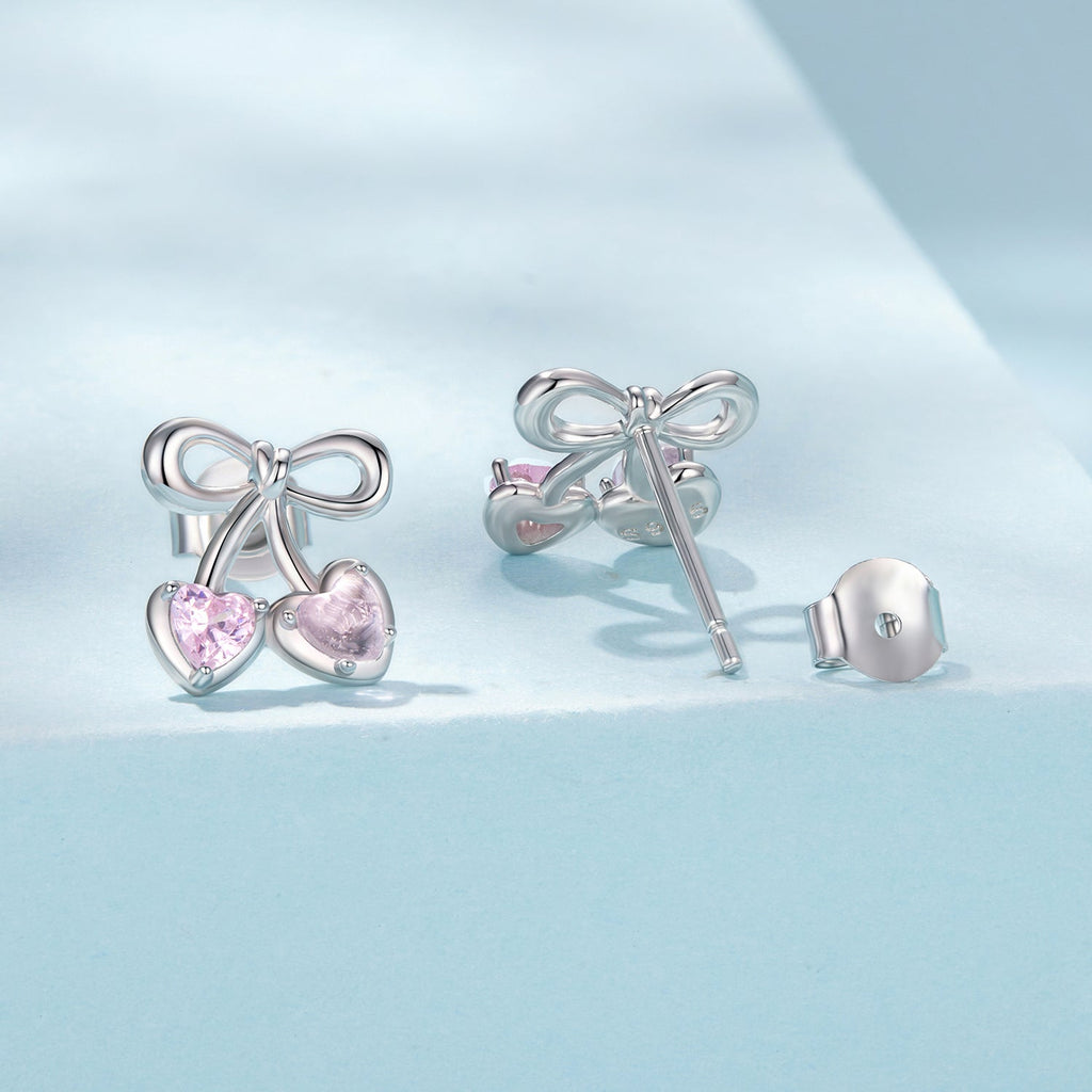 925 Sterling Silver Earrings with Pavé Setting CZ and Transparent Glass for Women