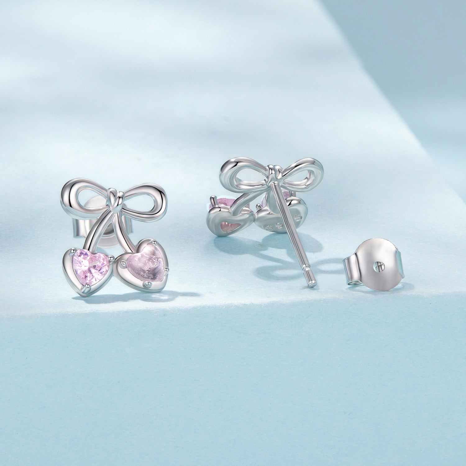 925 Sterling Silver Earrings with Pavé Setting CZ and Transparent Glass for Women