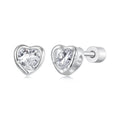 925 Sterling Silver Earrings with Plated White Gold & Pavé Setting CZ, 0.5cm for Women