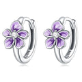 925 Sterling Silver Enamel Earrings with CZ - 1.2x0.7cm, Oxidized Finish for Women