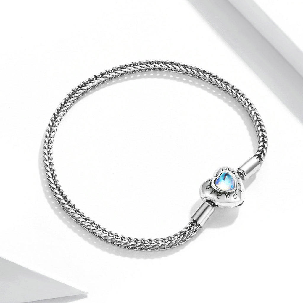 925 Sterling Silver Moonstone Bracelet 17cm for Women