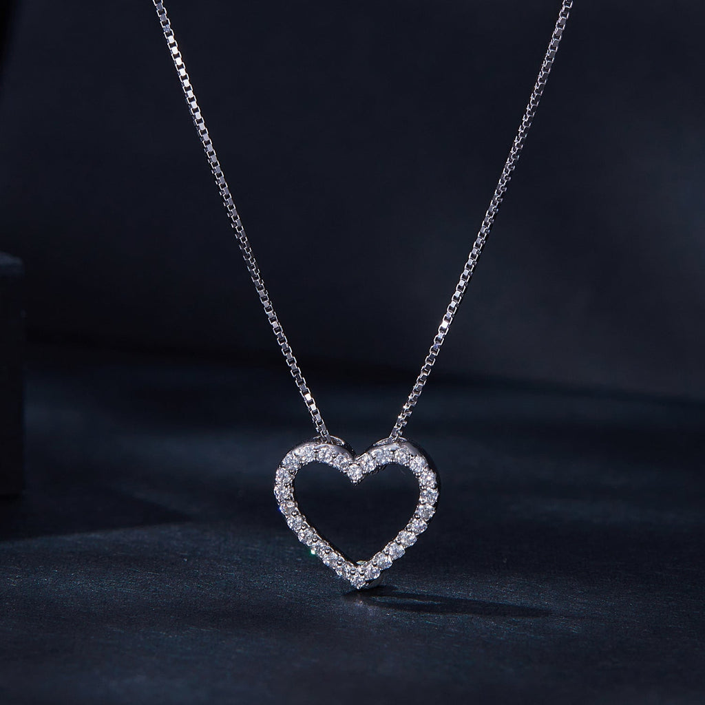 S925 Sterling Silver Necklace with Moissanite, 400mm + 50mm, Platinum Plated, Women