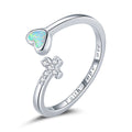 925 Sterling Silver Opal Ring with CZ for Women