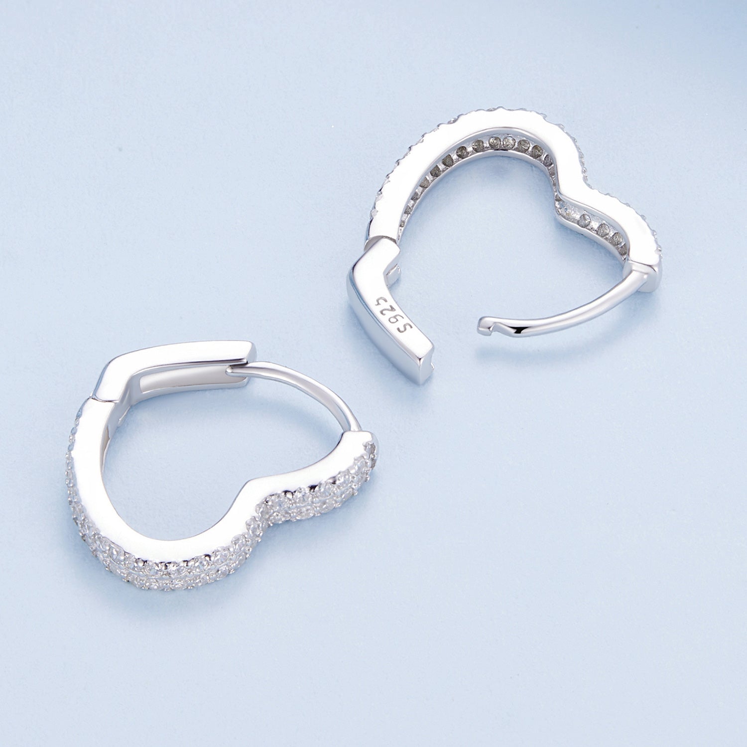 925 Sterling Silver Earrings with Cubic Zirconia in Platinum Finish