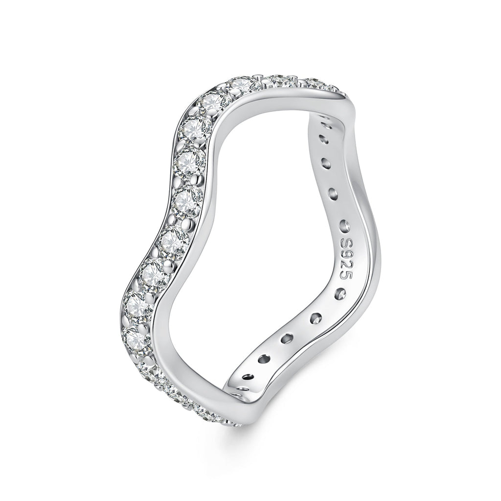 925 Sterling Silver White Gold Plated Moissanite Size 6 Ring for Women
