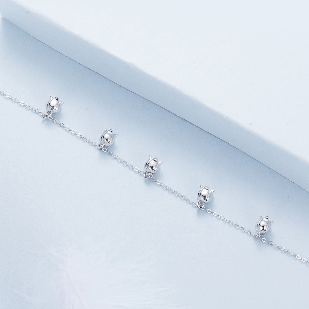 925 Sterling Silver Plated White Gold 12x41mm Pendant Bracelet