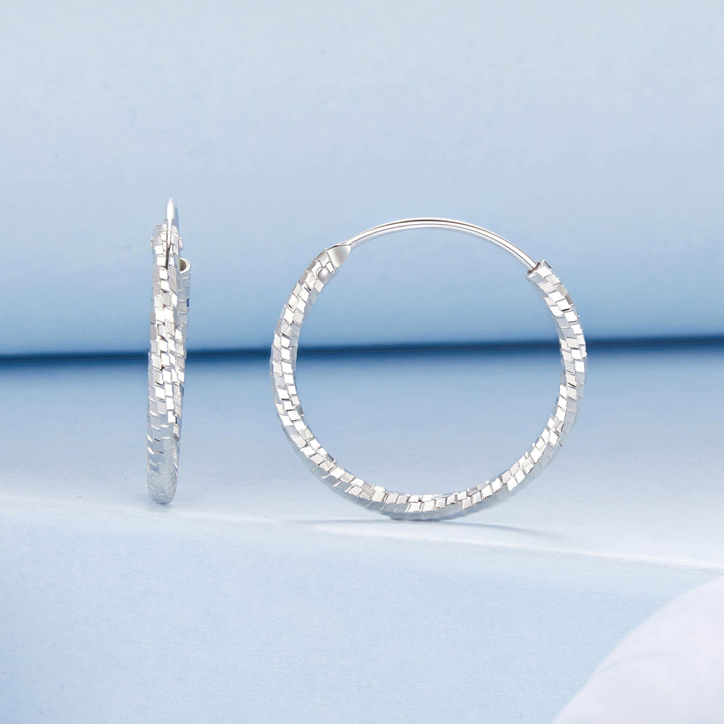 925 Sterling Silver Earrings for Women - White Gold Plated, 2.6*0.2 cm, Style L