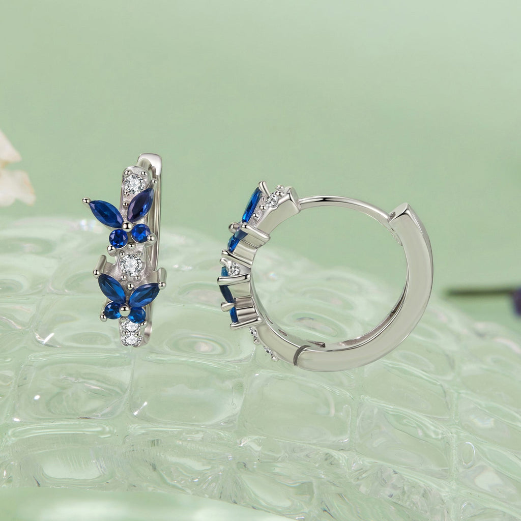 925 Sterling Silver White Gold Plated Hoop Earrings with Pavé Setting CZ for Women