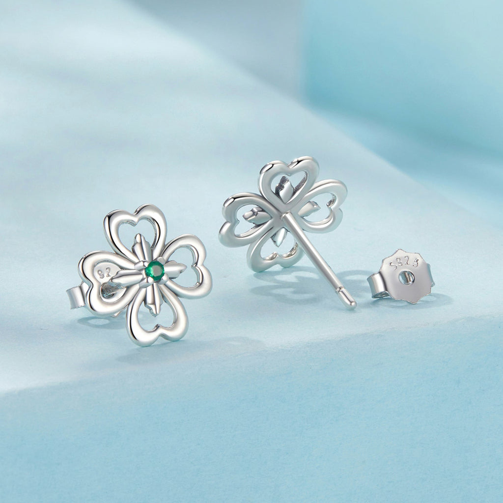 925 Sterling Silver Earrings with Pavé Setting CZ, 0.9cm, Oxidized Silver for Women