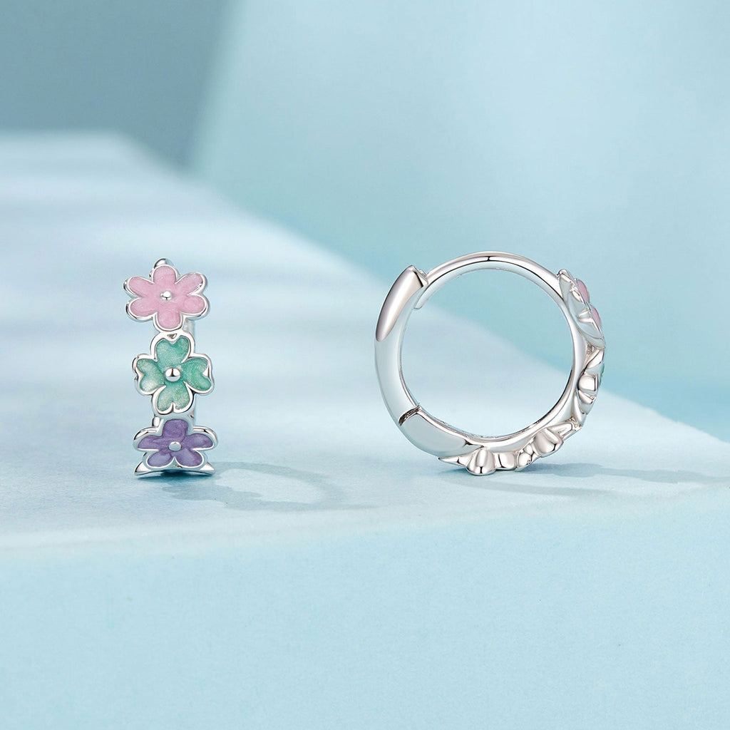 925 Sterling Silver Enamel White Gold Plated Earrings for Women
